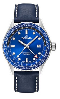 pánské švýcarské hodinky Delma Cayman Worldtimer