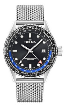 pánské švýcarské hodinky Delma Cayman Worldtimer